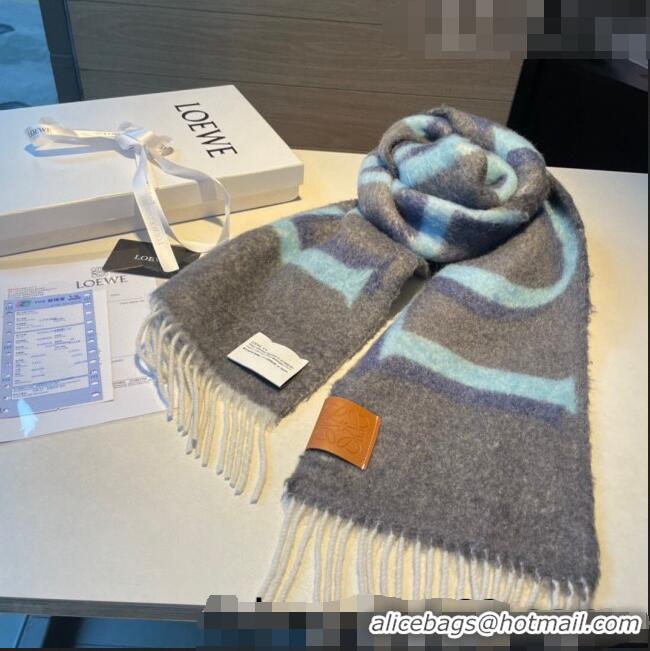 Cheapest Loewe Wool and Mohair Long Scarf 24x185cm LE10182 Grey 2023