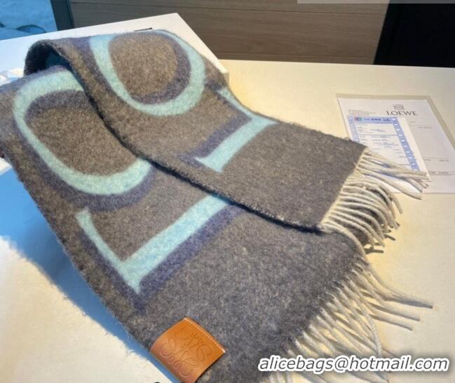 Cheapest Loewe Wool and Mohair Long Scarf 24x185cm LE10182 Grey 2023