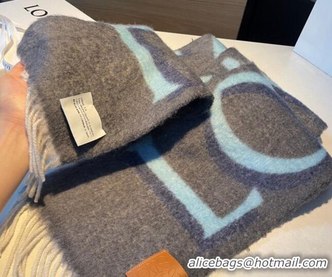 Cheapest Loewe Wool and Mohair Long Scarf 24x185cm LE10182 Grey 2023