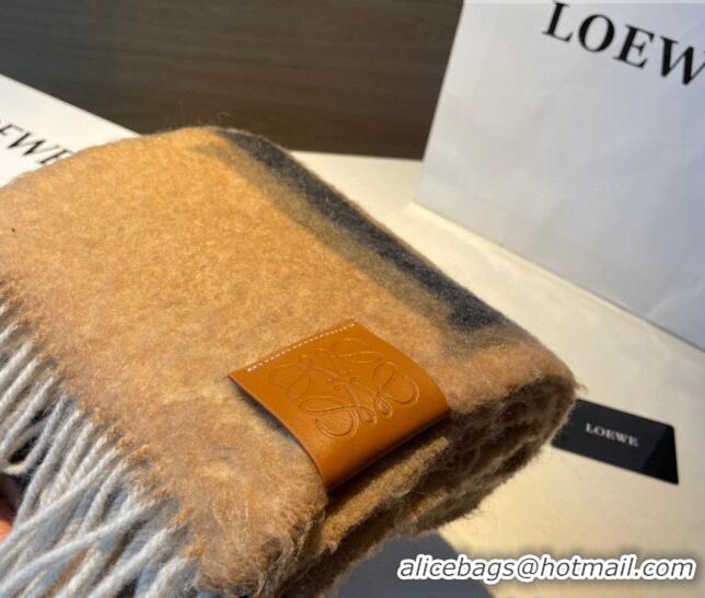 Luxury Classic Loewe Wool and Mohair Long Scarf 24x185cm LE10182 Brown 2023