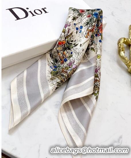 Market Sells Dior Flora Silk Sqaure Scarf 53x53cm DR10181 Grey 2023