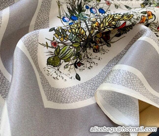 Market Sells Dior Flora Silk Sqaure Scarf 53x53cm DR10181 Grey 2023