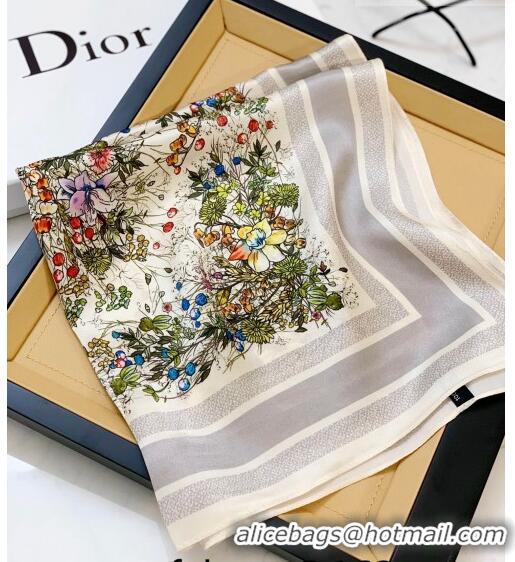 Market Sells Dior Flora Silk Sqaure Scarf 53x53cm DR10181 Grey 2023