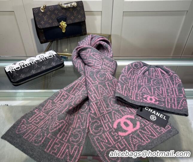 Newly Launched Chanel Knit Hat and Scarf Set CH101807 Grey 2023