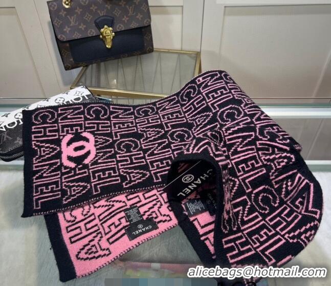 Cheap Classic Chanel Knit Hat and Scarf Set CH101807 Black/Pink 2023