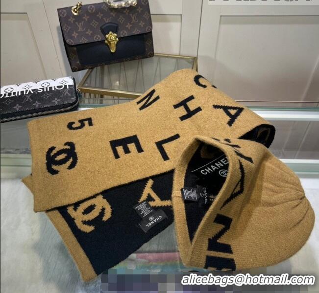 Inexpensive Chanel Knit Hat and Scarf Set CH101807 Brown 2023