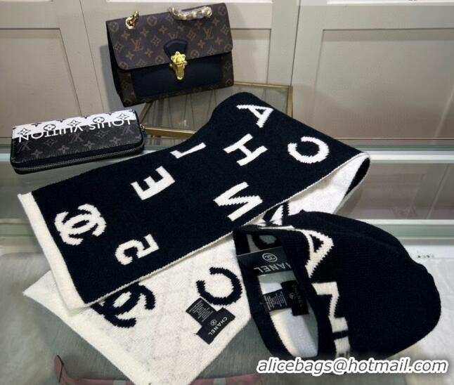 Low Cost Chanel Knit Hat and Scarf Set CH101807 Black/White 2023