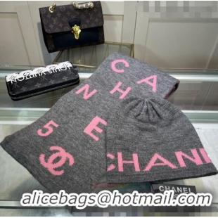 Particularly Recommended Chanel Knit Hat and Scarf Set CH101807 Grey 2023