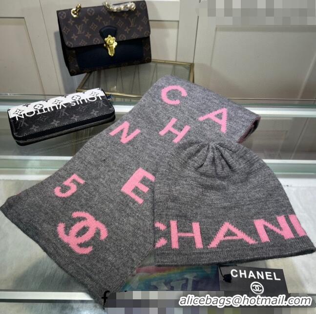 Particularly Recommended Chanel Knit Hat and Scarf Set CH101807 Grey 2023