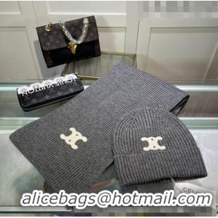 Specials Grade Celine Knit Hat and Scarf Set CE10183 Grey 2023