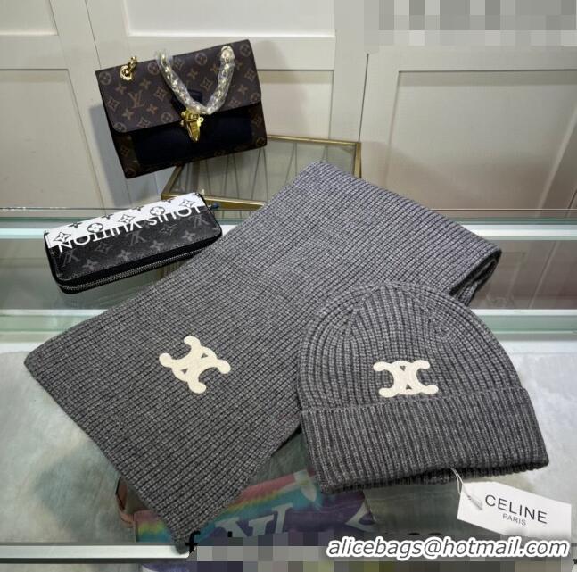 Specials Grade Celine Knit Hat and Scarf Set CE10183 Grey 2023