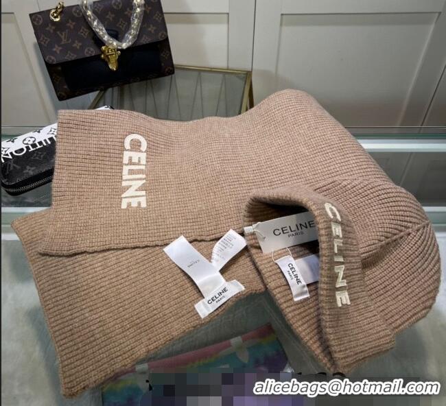 High Quality Celine Knit Hat and Scarf Set CE10183 Beige 2023