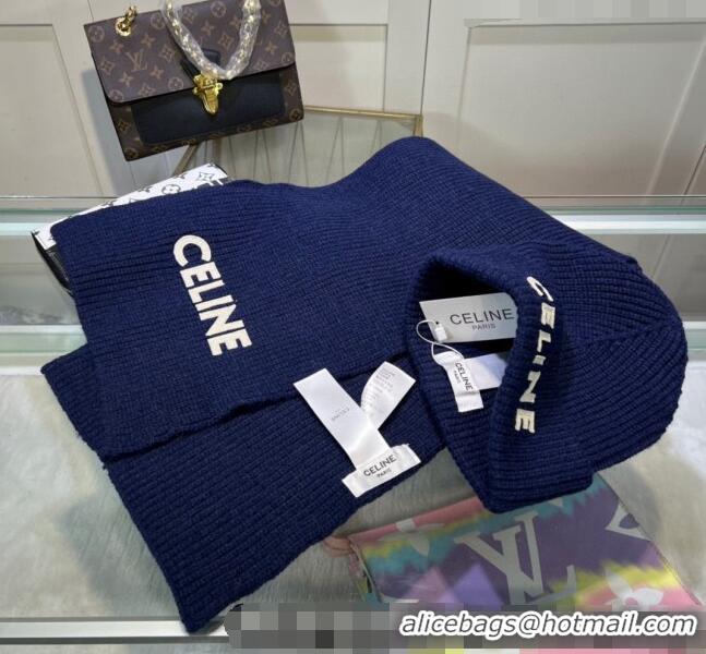 Buy Classic Celine Knit Hat and Scarf Set CE10183 Royal Blue 2023