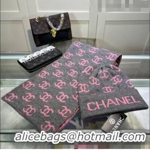 Top Quality Chanel CC Knit Hat and Scarf Set CH101807 Grey 2023