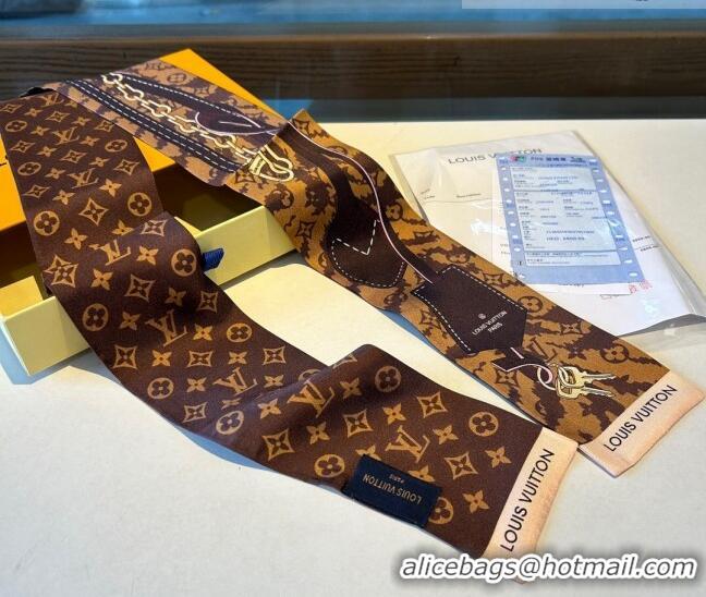 Original Cheap Louis Vuitton Bandeau Scarf 8x120cm 1028 Brown 2023