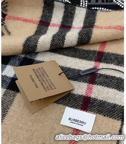 Modern Classic Burberry Cashmere Long Scarf 30x200cm with Crystals 1028 Black 2023