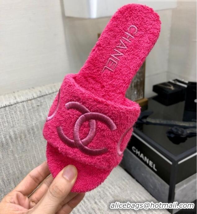 Perfect Chanel CC Towel Cloth Platform Slide Sandals Pink 826008