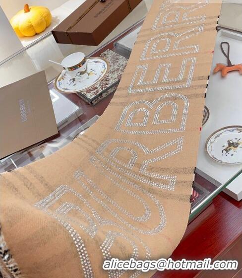 Market Sells Burberry Cashmere Long Scarf 30x200cm with Crystals 1028 Beige 2023