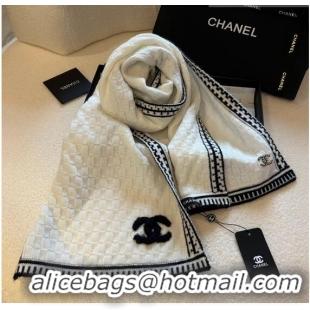 Hot Style Chanel Knit Long Scarf 30x190cm CH1028 White 2023