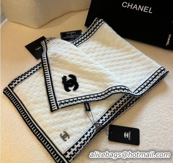 Hot Style Chanel Knit Long Scarf 30x190cm CH1028 White 2023