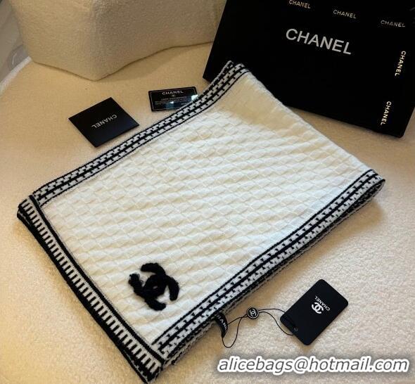 Hot Style Chanel Knit Long Scarf 30x190cm CH1028 White 2023