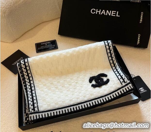 Hot Style Chanel Knit Long Scarf 30x190cm CH1028 White 2023