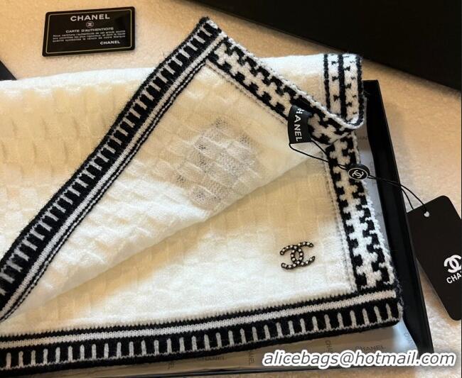 Hot Style Chanel Knit Long Scarf 30x190cm CH1028 White 2023