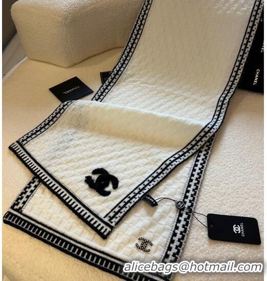 Hot Style Chanel Knit Long Scarf 30x190cm CH1028 White 2023