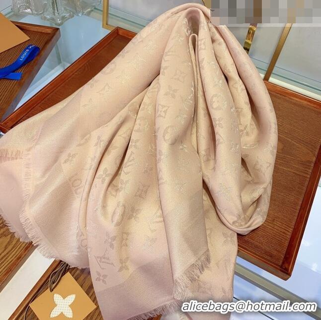 Top Quality Louis Vuitton Monogram Scarf LV103011 Silver/Nude Pink 2023