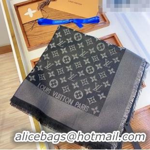 New Fashion Louis Vuitton Monogram Scarf LV103012 Silver/Black 2023