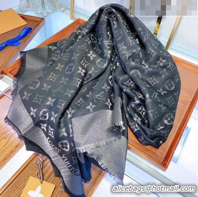 New Fashion Louis Vuitton Monogram Scarf LV103012 Silver/Black 2023