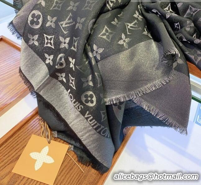 New Fashion Louis Vuitton Monogram Scarf LV103012 Silver/Black 2023