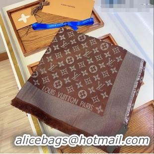 Shop Discount Louis Vuitton Monogram Scarf LV103014 Silver/Dark Brown 2023