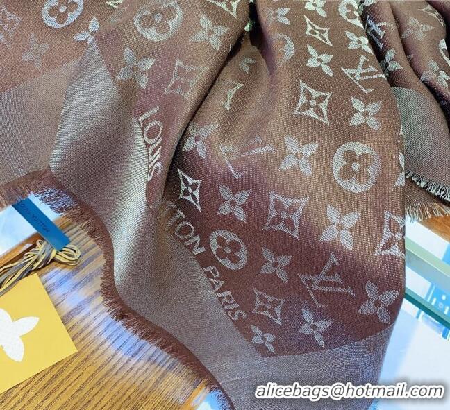 Shop Discount Louis Vuitton Monogram Scarf LV103014 Silver/Dark Brown 2023