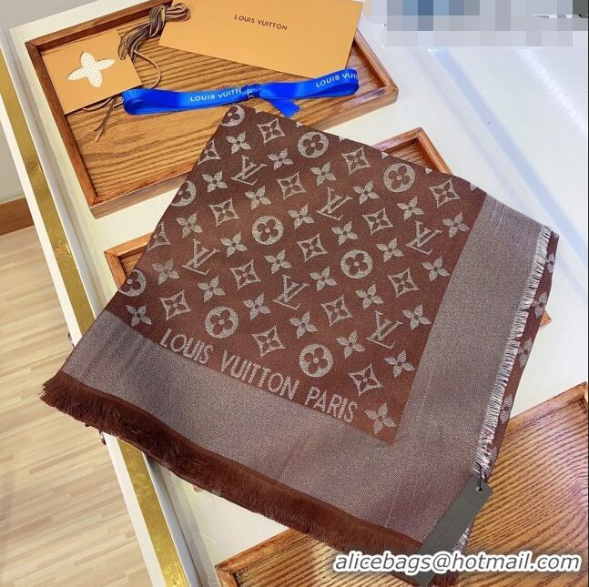 Shop Discount Louis Vuitton Monogram Scarf LV103014 Silver/Dark Brown 2023