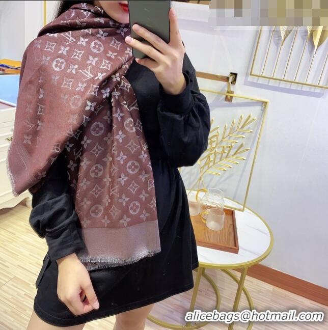 Shop Discount Louis Vuitton Monogram Scarf LV103014 Silver/Dark Brown 2023