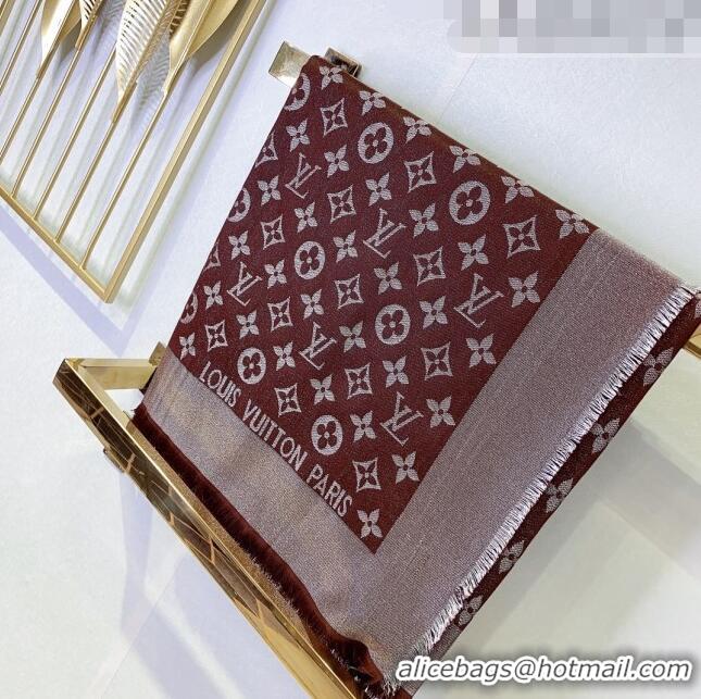 Shop Discount Louis Vuitton Monogram Scarf LV103014 Silver/Dark Brown 2023