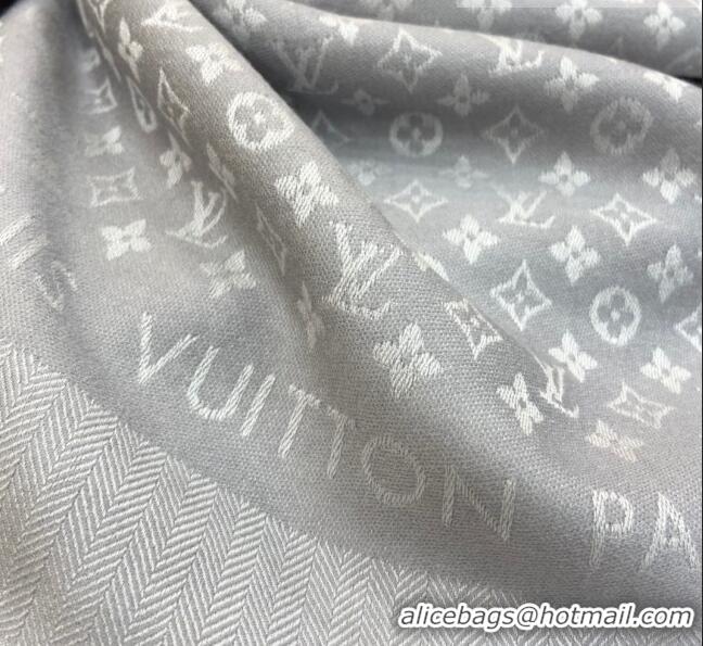 Inexpensive Louis Vuitton Wool & Silk Monogram Scarf LV103021 Grey 2023