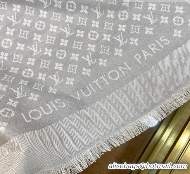 Inexpensive Louis Vuitton Wool & Silk Monogram Scarf LV103021 Grey 2023