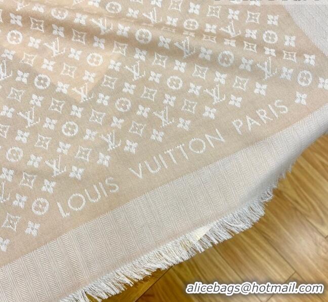 Unique Grade Louis Vuitton Wool & Silk Monogram Scarf LV103023 Beige 2023