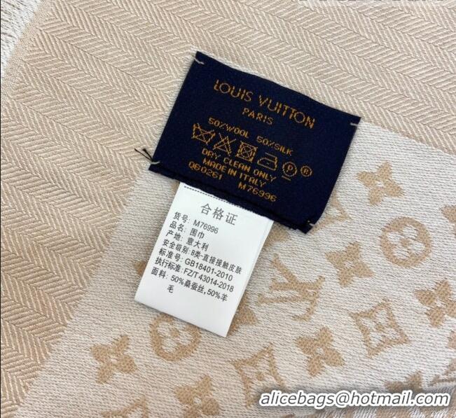 Unique Grade Louis Vuitton Wool & Silk Monogram Scarf LV103023 Beige 2023