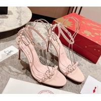 Cheap Price Christian Louboutin So Me Patent Leather High Heel Sandals 10cm Nude Pink 032039