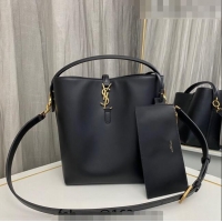 Promotional Yves Saint Laurent Le 37 Bucket bag in Shiny Leather 742828 Black