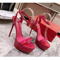 Durable Christian Louboutin Loubi Queen Alta Patent Leather High Heel Platform Sandals 15cm Pink 032047