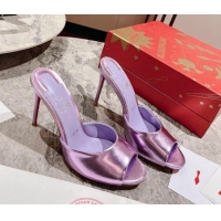 Cheap Price Christian Louboutin Me Dolly High Heel Slide Sandals 10cm in Purple Patent Leather 321011