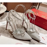 Good Looking Christian Louboutin Marykate Queen Glitter High Heel Pumps 10cm Silver 321013