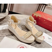 Lowest Price Christian Madmonica Espadrilles Sandals 6cm in White Leather and Spikes 420045