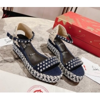 Most Popular Christian Madmonica Espadrilles Sandals 6cm in Blue Denim and Spikes 420046