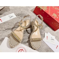 Low Price Christian Madmonica Espadrilles Sandals 6cm in Silver Glitter and Spikes 420048