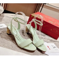 Unique Style Christian Louboutin Lipsita Queen Heel Sandals 5.5cm in Studio Green Patent Leather 425100